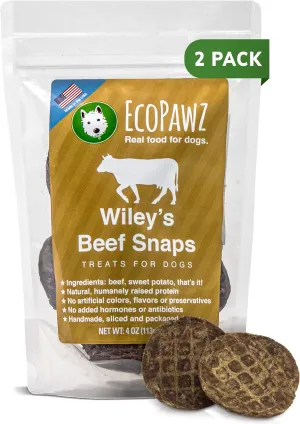 Wiley's Snaps Human-Grade Healthy Dog Treats Produced and Sourced in The USA (Beef, 2-Pack 4 oz.)