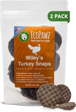 Wiley's Snaps Human-Grade Healthy Dog Treats Produced and Sourced in The USA (Turkey, 2-Pack 4 oz.)
